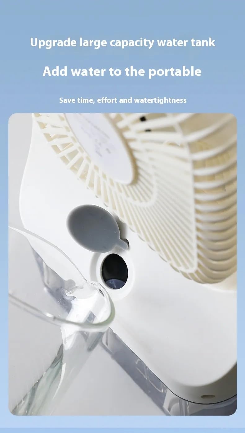Vasukie Table Fan With Mist, Portable Air Conditioner Fan Personal Cooler Desk Fan for Shop, Office, Kitchen, USB Powered Mini AC,Portable Humidifier Air Cooler Fan, For Home With 3 Speed V9 (White)