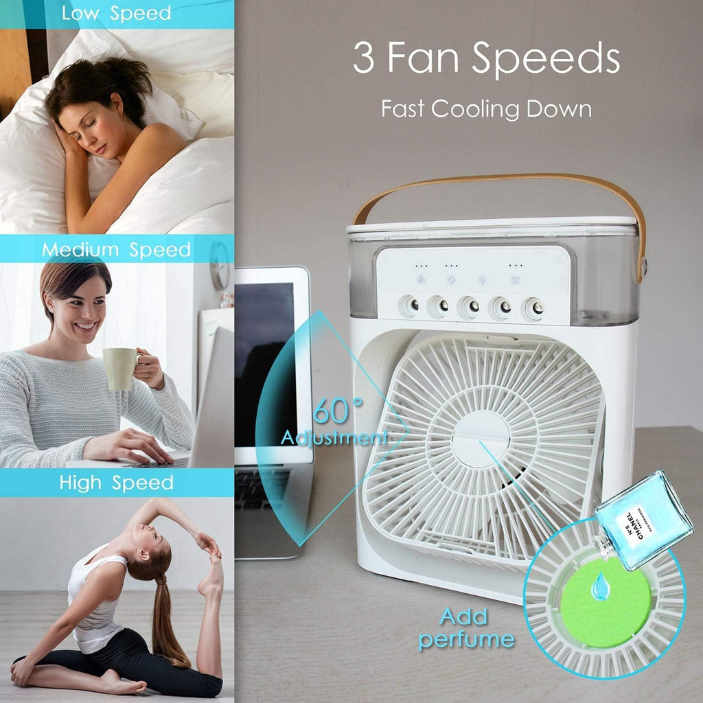 Drumstone 𝟏𝟓 𝐘𝐞𝐚𝐫𝐬 𝐖𝐚𝐫𝐫𝐚𝐧𝐭𝐲 Portable Personal Air Cooler Fan & Mini AC | 3 Speeds, 7 LED Colors, USB Powered | Evaporative Humidifier with Timer | Desktop Cooling for Home, Bedroom