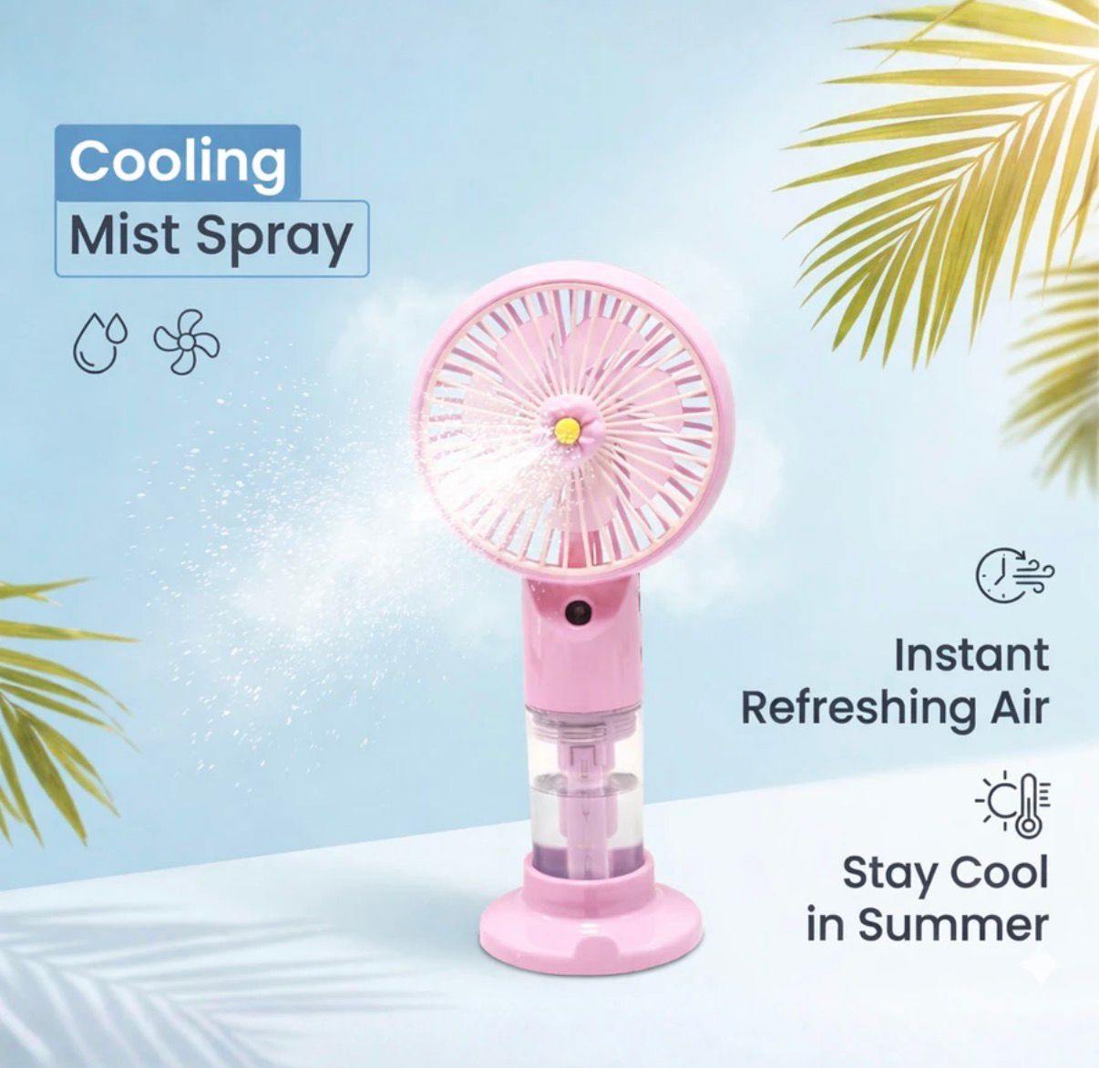 Portable Water Mist Fan for Travel, Outdoor & Summer Cooling